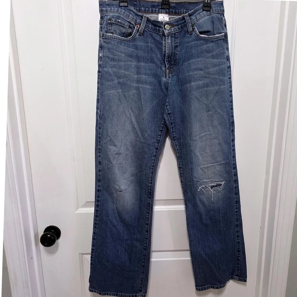 Vintage Lucky Brand Rider Fit Relaxed Jeans Blue Distressed Straight Leg 14/32